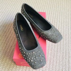 VANELI NAYELI FANGO TAUPE SUEDE BEJEWELED FLATS 9.5 M